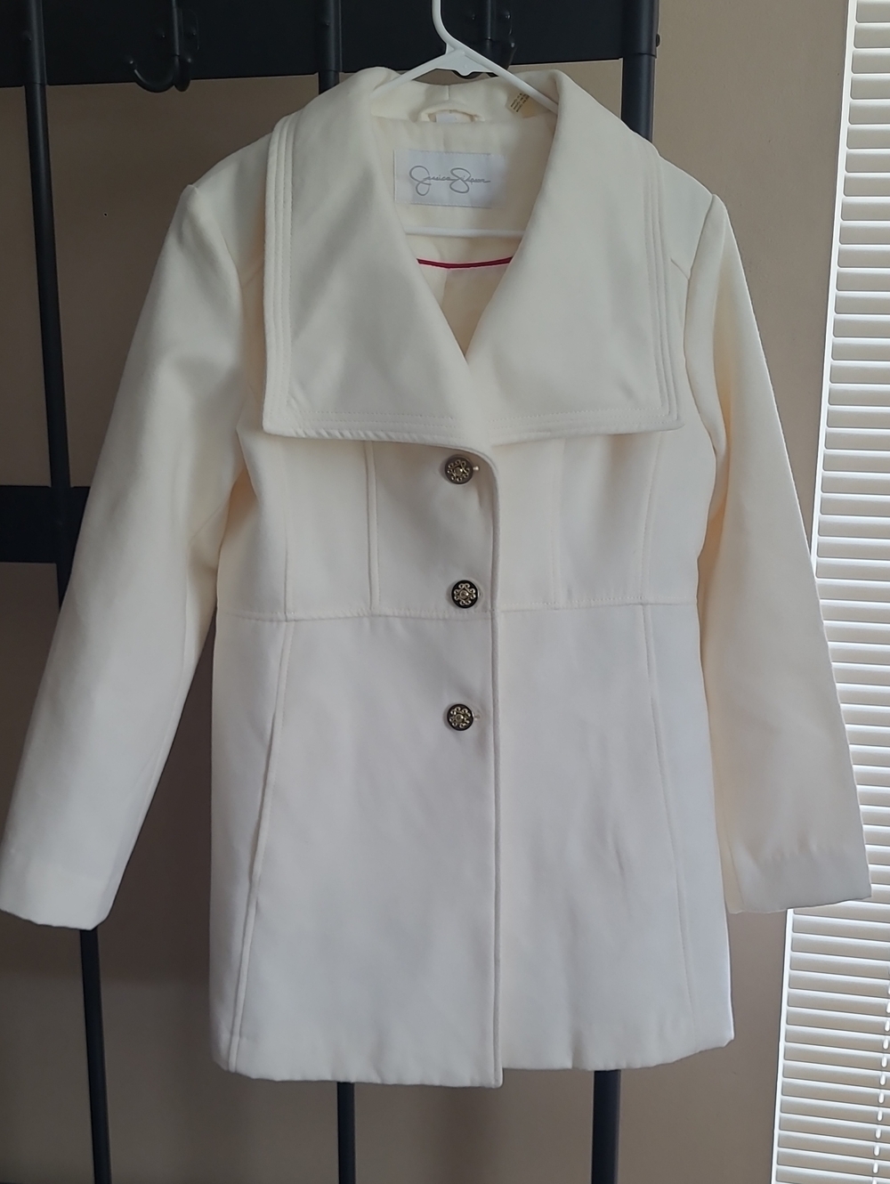Jessica Simpson Women's Coat Off-White with Notch Collar